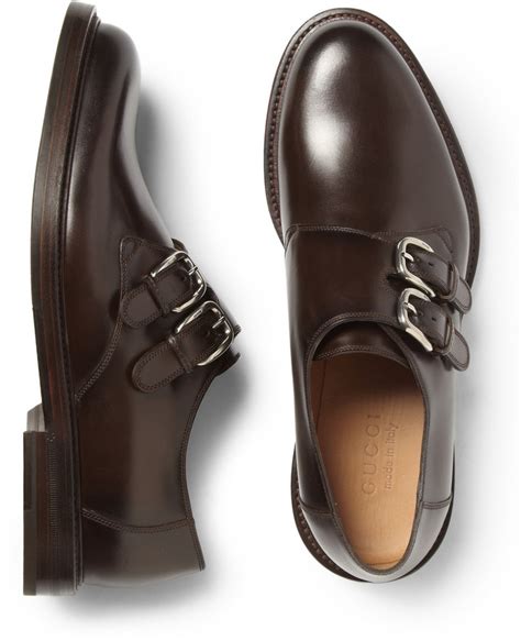 gucci monk strap brown